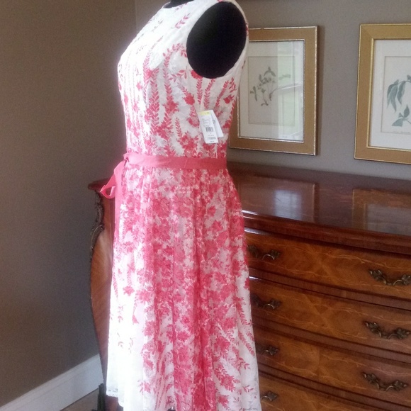 *J. Taylor Floral Embroidered Lace Flare Dress - Picture 2 of 7